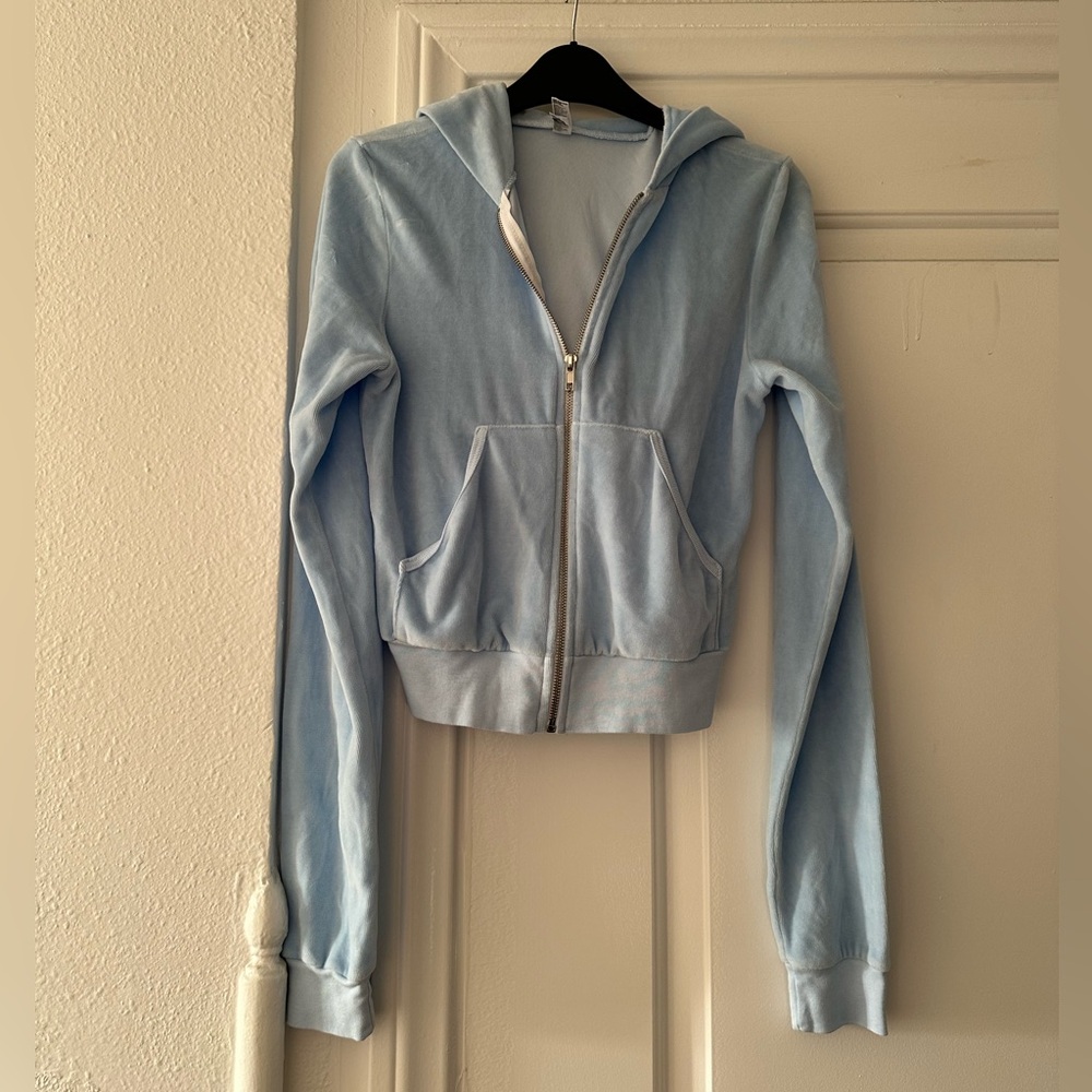 Los Angeles Apparel Velour Hoodie in Frost Medium - Picture 3 of 5